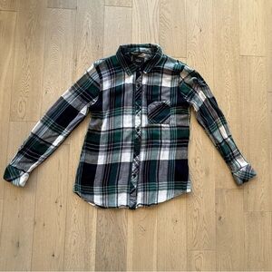 Rails Women’s Green and Black Plaid Button Down Shirt Size Medium